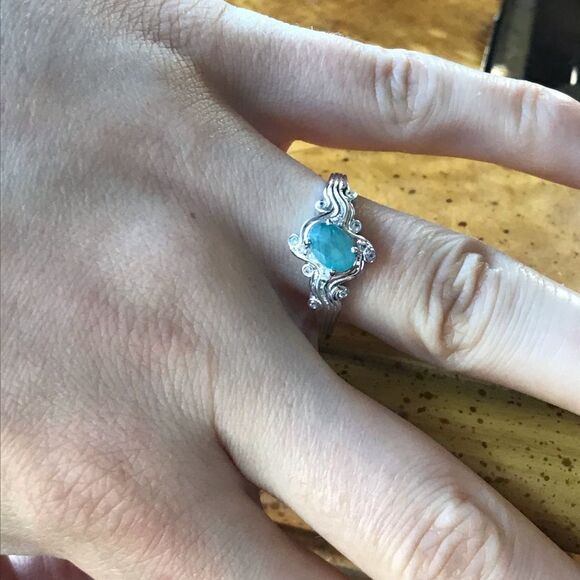 Natural Grandidierite Sterling Silver Artistic Ring Size 8 - Picture 3 of 7